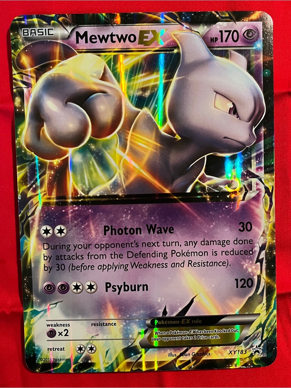 Pokemon Junbo Mewtwo EX Holographic Card — Purple & Gold Foil